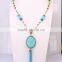 Fashion Pave Crystal Zircon beauty Head Shell Pendant Tassel Jewelry Druzy Necklace,Wire Wrapped Beaded Chain Necklace