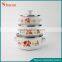 3 Pcs Cookware Enamel Casserole Sets With Flowers And Glass Lid