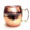 AMAZON HOT SELLINTG BPA FREE & FDA APPROVED 16 OZ 100% COPPER HAMMERED BARREL MUG WITH ZIGZAG BRASS HANDLE