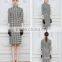 Fashion Design Ladies Houndstooth Dress Slim Fit Stand Collar Bodycon Dress