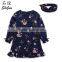 Shij MOQ:50 In Stock 2017 Children Outfit Ruffles Floral Print Fall Girls Dress