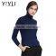 Popular winter women turtleneck color mixed knit cashmere pullover sweater