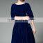 Ladies royal-blue/red bouffant pleuche dress with zipper back