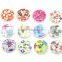 Mixed Multicolor Flower 2 Holes Round Wood Painting Sewing Buttons 15mm(5/8")