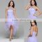 New design high quality crystal beaded tull Neck hanging Medium short Strapless sexy prom gown party dress