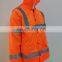 2017 Factory Supply High Visibility fluorescent orange Reflective Safety Raincoat with reflective strips