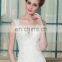 ED Sexy See Through Back V Neck Lace Appliqued Trumpet Wedding Dress Bridal Gown