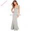 Sleeveless Deep V neck ruffle design women evening dresses gown