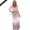 New Color Block Three Quarter Sleeve Dresses Women Summer Casual
