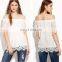 2017 summer lace flower shirt one shoulder shirt cute short slevee shirt for ladies