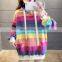Wholesale Korea Style Loose and Leisure Tie dye Stripe Dye Crew Neck Unisex Sweatshirt Hoodies