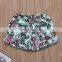 2019 Cotton infant off shoulder Short Sleeve blue Bodysuit + floral Girls tutu shorts set Infant romper 2Pcs/Set