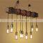 Restaurant loft natural wooden vintage hemp rope pendant lamp Industrial chandelier light