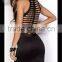 2016 Fashion Hollow Out With See Through Off The Shoulder Sleeveless Sexy Bandage Dress