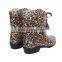 silk ribbon leopard plastic fashion rain boots