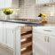 European Style Modular kitchen white shaker Kitchen Cabinet design with marble island