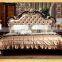 Popular French Luxious double bed princess antique leather wood  beds