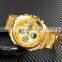 New Arrival Skmei 1673 Luxury Gold Digital Watch Stainless Steel Strap Wristwatch for Men