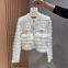 New socialite style lady fox fur knitted cardigan round neck slimming sweater jacket for women