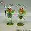 set 2 green metal dragonfly garden ornaments