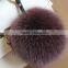 New Arrival Hot Selling 100% Real Fox Fur Pom Pom Leather Key Rings
