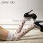fancy black white dot lace sexy cute women knee high socks