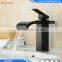 Oil Rubbed Bronze Black Brass Deck Mounted Glass Single Handle Single Hole Bathroom Waterfall Basin Mixer