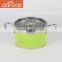 Color Coating 10pcs stainless stock pot set withRiveted stainless-steel handles and 3ply bottom for induction