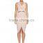 Lady's silk crepe de chin drape evening dress