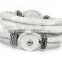 Fashion 18mm Snap Bracelet Snap Button Jewelry White Polka Dot Leather Bracelet