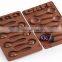 7 holes food grade silicone 3d cafe chocolate spoon mould