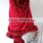 Deluxe Red Raccoon Fur Hood Cashmere Like Cape Scarf Autumn And Winter Fur Trim Pashmere Shawl Poncho