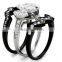 China Factory Direct Wholesale Jewelry Fashion Black Stainless Steel Wedding Ring Set