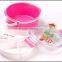 ABS+PP+AS Double wall lunch box with round-shaped , inner box ,fork and spoon .CMYK+White (Heat transfer).