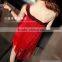 Sexy Women's Sequins One Shoulder Tassels Fringe Cocktail Party Mini Dress Latin Dance Dress L1361