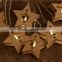 Battery Operated Warm White Christmas Wooden Star LED decorative String Light