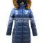 women reversible faux fur hood long down feather jacket