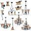American rural retro iron glass chandelier,creative personality living room bedroom chandelier