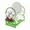 Kawachi Stainless Steel Chrome 2 Tier Dish Drainer Rack Glass Utensil-Green