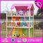 2017 new design pink pretend play toy wooden american girl doll house W06A170-S