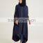 Middle East women clothing OEM islamic abaya elbow sleeve Zip front Navy Cape abaya