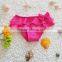 2017 wholesale Flower Baby Girls summer beachwear top Bikini with Ruffled Shorts