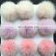 Custom solid color fox fur pom pom bobble for hat/shoes fashion