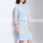 China Manufacturer Pleatd Hem Light Blue Lace Slim Dresses For Women