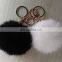 Factory wholesale fluffy and cute diameter 6 7 8 9 cm rabbit fur pom pom ball keychain