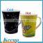 Promotional custom printed Temperature sensitive Color Changing ceramic mug with heart shape handle for 2015 best wedding gifts