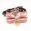 Top Selling Pink Stripe Bow Pet Pull Collar and Leash