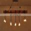 Industrial Wooden Rectangle Shape Pendant Light 8/10 Heads Decorative Hanging Lamp For Bar Home