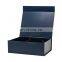 Deep navy blue color bulk packaging rigid recyclable gift packing box with magnetic lid