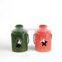 K&B wholesale christmas green red xmas led  candle ceramics lantern with metal handle